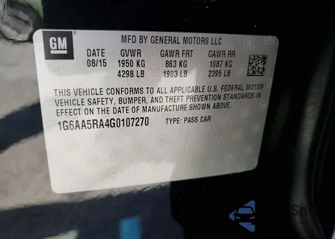 2016 Cadillac Ats из США, поврежденный, VIN 1G6AA5RA4G0107270